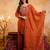 Orange crunchy heavy thread embroidery work kurta palazzo set