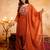 Orange crunchy heavy thread embroidery work kurta palazzo set