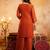 Orange crunchy heavy thread embroidery work kurta palazzo set