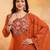 Orange crunchy heavy thread embroidery work kurta palazzo set
