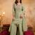 Pista green crunchy heavy thread embroidery work kurta palazzo set