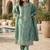 Sea green vichitra heavy thread embroidery work kurta pant set