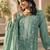 Sea green vichitra heavy thread embroidery work kurta pant set