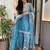 Sky blue fandy heavy thread embroidery work kurta palazzo set