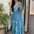 Sky blue fandy heavy thread embroidery work kurta palazzo set