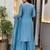 Sky blue fandy heavy thread embroidery work kurta palazzo set