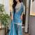 Sky blue fandy heavy thread embroidery work kurta palazzo set