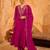 Rani pink vichitra silk heavy thread embroidery work kurta pant set