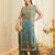 Sea green fandy satin heavy thread embroidery work kurta with palazzo