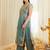 Sea green fandy satin heavy thread embroidery work kurta with palazzo