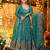 Teal crunchy silk heavy thread embroidery work kurta palazzo set