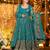 Teal crunchy silk heavy thread embroidery work kurta palazzo set