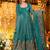 Teal crunchy silk heavy thread embroidery work kurta palazzo set