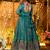 Teal crunchy silk heavy thread embroidery work kurta palazzo set