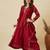 Red vichitra silk heavy thread embroidery work kurta pant set