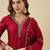 Red vichitra silk heavy thread embroidery work kurta pant set
