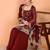 Maroon faux georgette heavy thread embroidery work kurta palazzo set