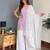 Lavender faux georgette heavy thread embroidery work kurta palazzo set