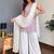 Lavender faux georgette heavy thread embroidery work kurta palazzo set