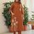 Brown rayon slub printed kurta pant set