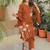 Brown rayon slub printed kurta pant set