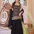 Black silk blend heavy thread embroidery work kurta palazzo set