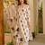 Off white rayon slub printed kurta pant set