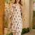 Off white rayon slub printed kurta pant set