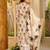 Off white rayon slub printed kurta pant set