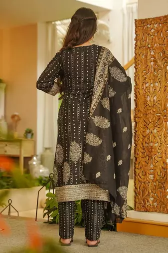 Beige rayon slub printed kurta pant set