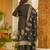 Beige rayon slub printed kurta pant set