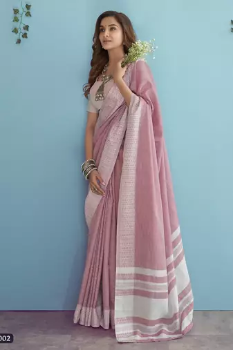 lavender linen saree with blouse