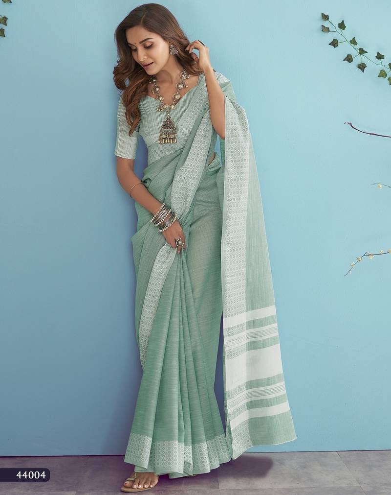 blue linen saree with blouse