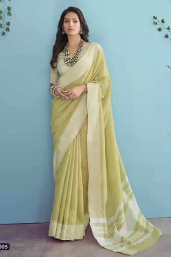 lemon linen saree with blouse
