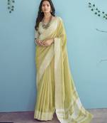 lemon linen saree with blouse