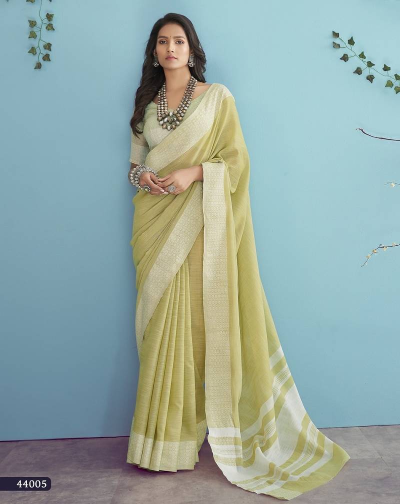 lemon linen saree with blouse