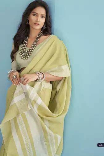lemon linen saree with blouse