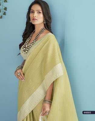 lemon linen saree with blouse 3