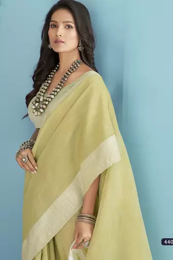 lemon linen saree with blouse