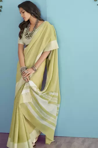 lemon linen saree with blouse