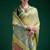 Yellow cotton silk printed saree with blouse