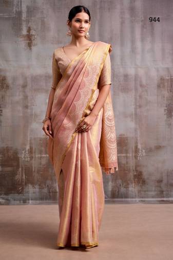 pink tissue saree with blouse