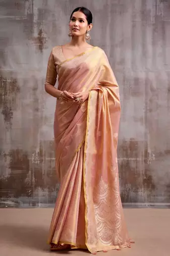 pink tissue saree with blouse