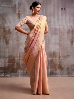 pink tissue saree with blouse 3