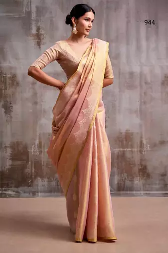 pink tissue saree with blouse