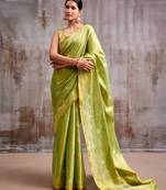 olive tissue saree with blouse