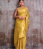 yellow tissue saree with blouse