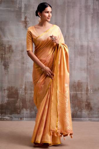 orange tissue saree with blouse