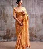 orange tissue saree with blouse