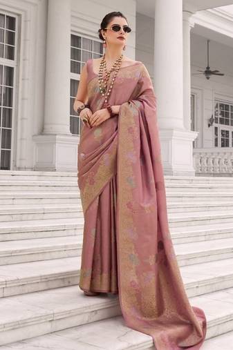 Pink silk blend saree with blouse